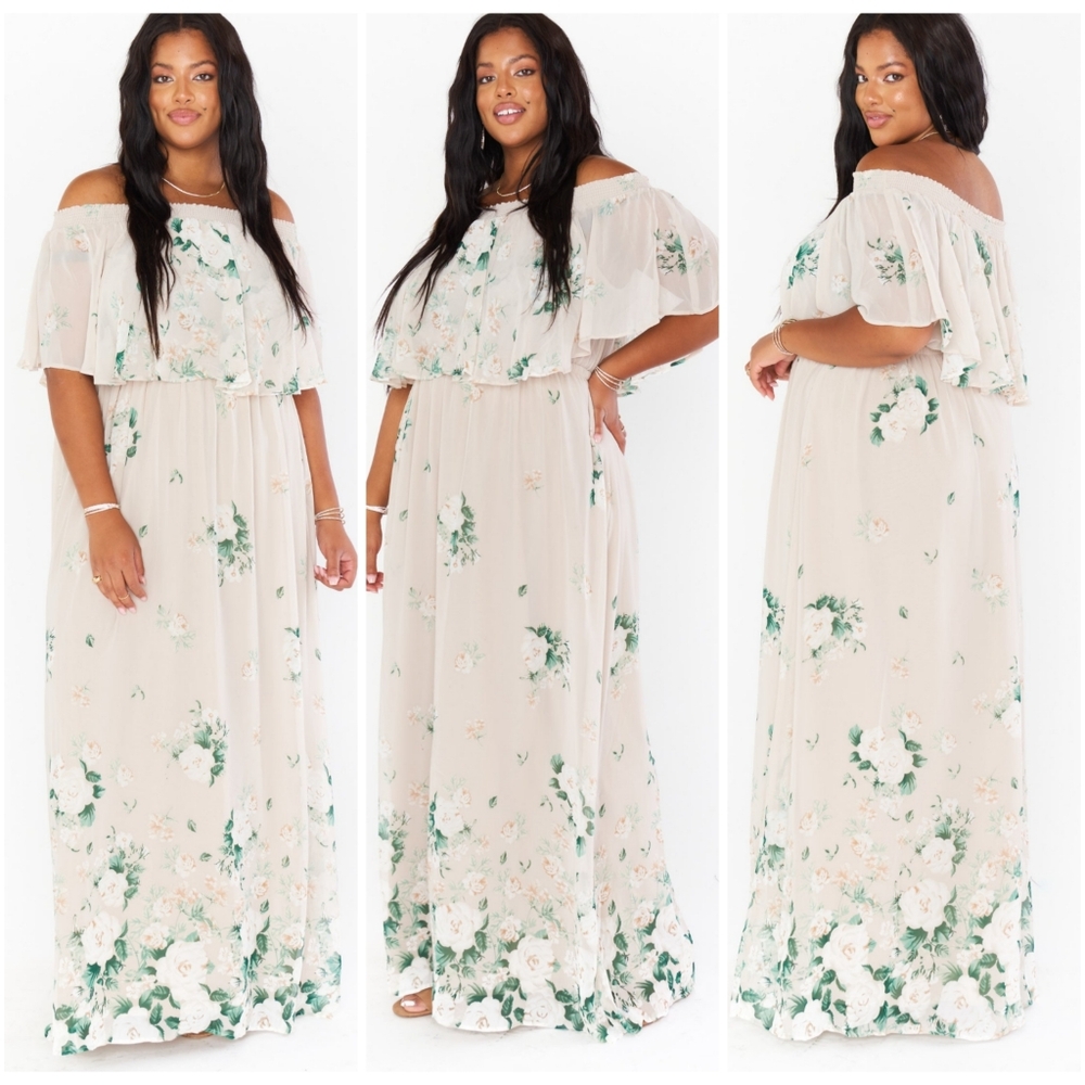 Show Me Your Mumu Hacienda maxi dress bouquet toss floral off shoulder XXL NWT